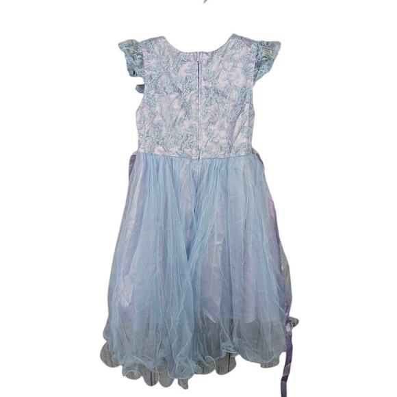 Rare Editions Girls High Low Dress Embroidered Lilac Blue Size 5 Easter Church - Picture 2 of 3